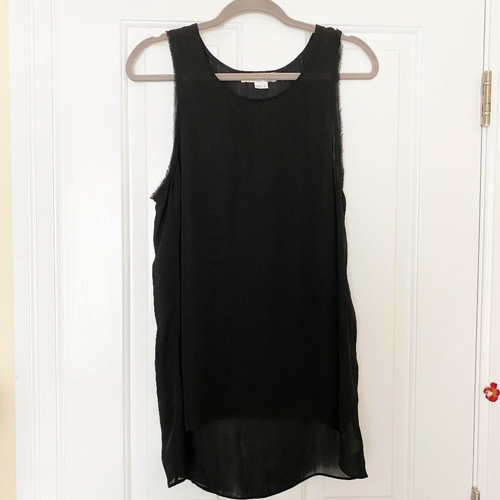 Helmut Lang Frayed Arm Hole Sheer Black Tank Top